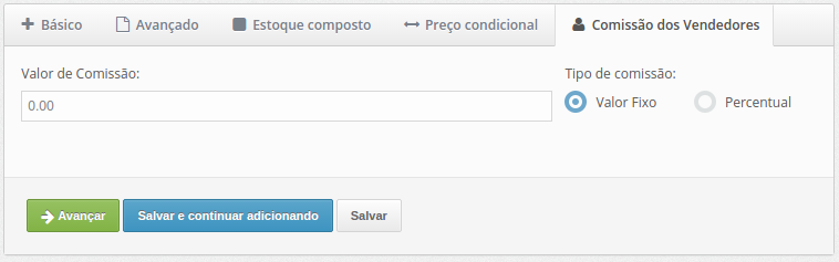Comissão dos vendedores